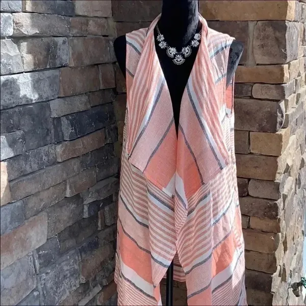 BB Dakota Avery Stripe Linen Blend Vest Size Medium - Image 3