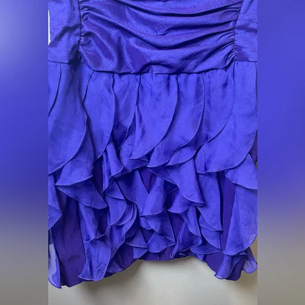 Jessica McClintock Vintage Women's Violet Ruffled Strapless‎ Mini Dress Size 2 - Image 7