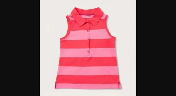 Gap BabyGap Pink Stripe Sleeveless Polo Top Girls 9-12 Months - Image 4