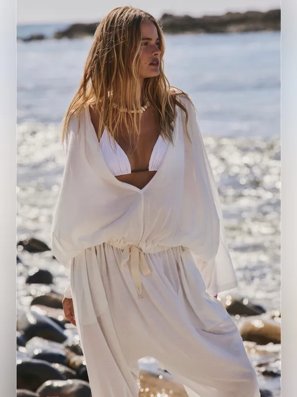 Free people elowen one piece jumpsuit NWT $78 clean ivory XS - Image 3