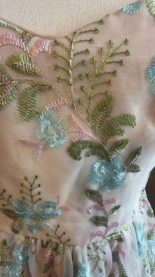 Vici Pink Embroidered Floral Tiered Spaghetti-Strap Dress - Image 3