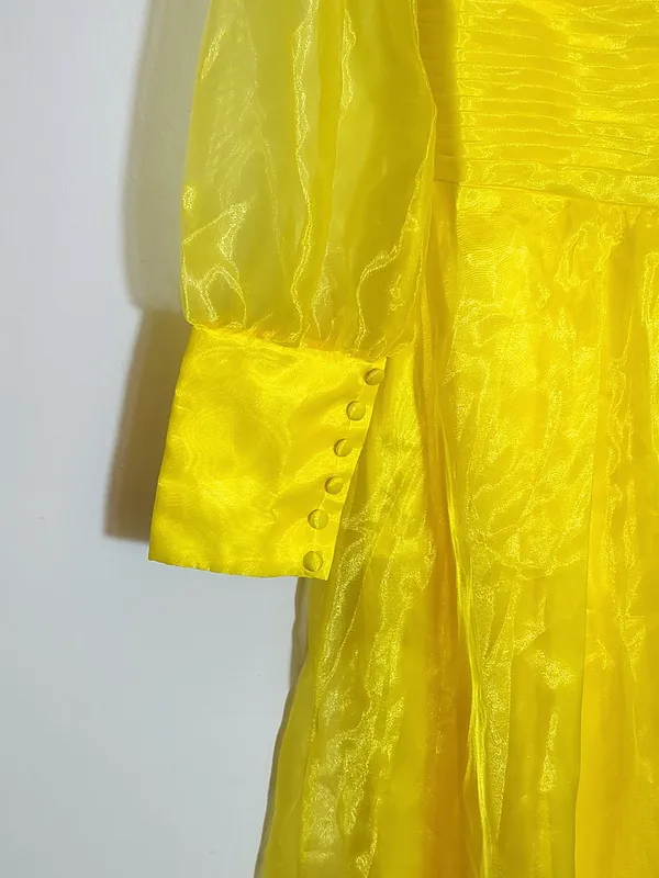 TS Couture Yellow Organza Evening Maxi Dress Size Medium NWT Flaw - Image 5
