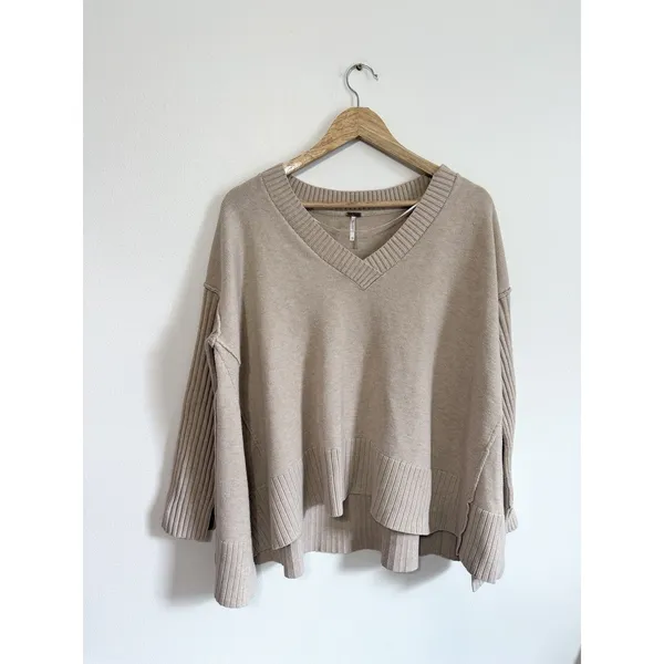 Free People Cream Tunic Sweater Size XS Oversized Orion A-Line - Image 2