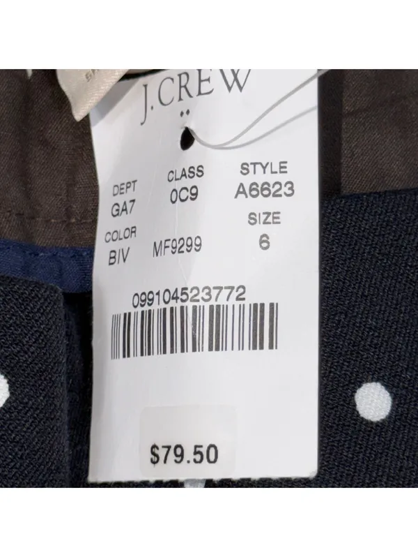 J.Crew Winnie City Fit Women’s Navy White Polka Dot Ankle Pants Size 6 NWT - Image 5
