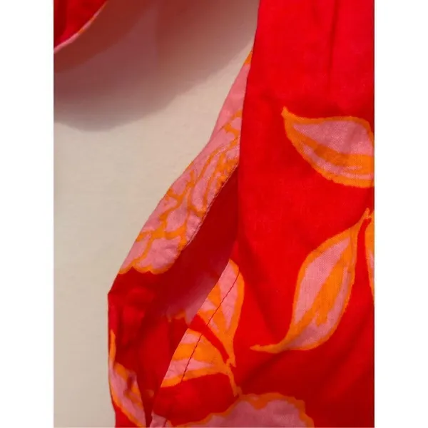 Karlie Red Pink Combo Floral Smocked Midi Dress S - Image 3