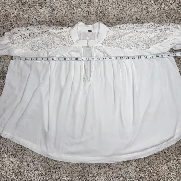 Free People Little Bit Of Love Lace Top White Small OB652064 Boho Crochet Ruffle - Image 9