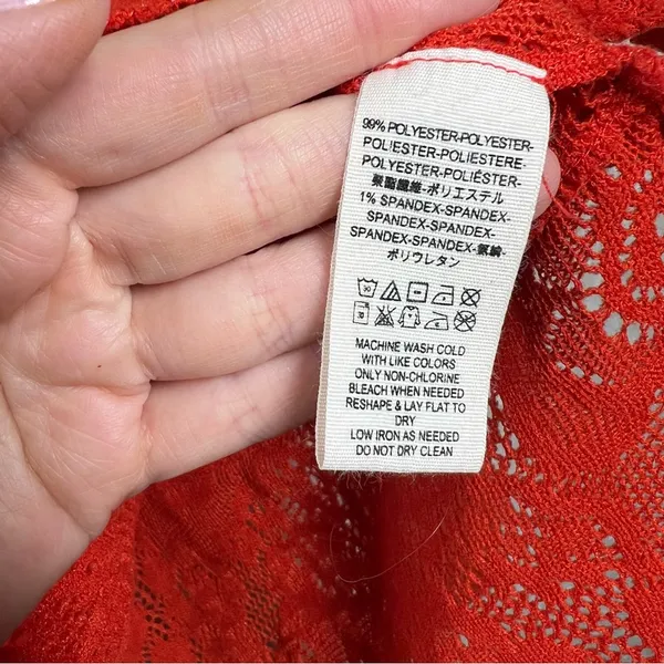 Free People‎ Orange Red Floral Eyelet Not Cold In This Top - Image 7