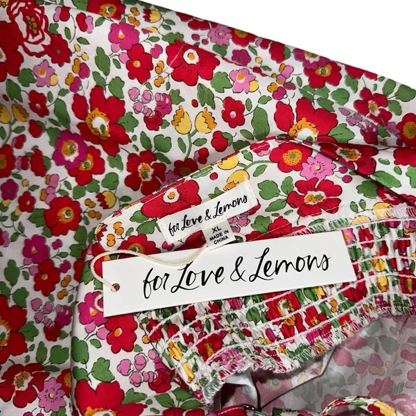 For Love & Lemons Red / Pink Auden Floral Cotton Mini Dress Women’s US XL - Image 5