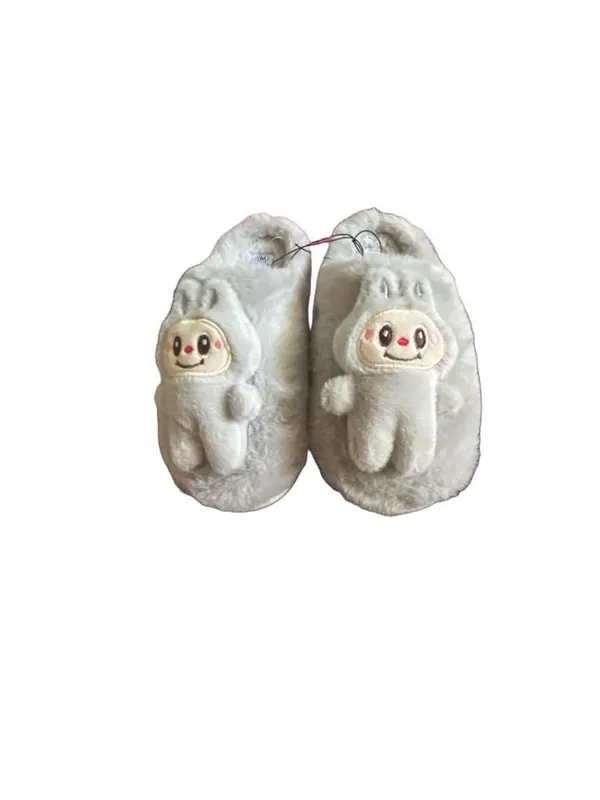Rouge Plush Beige Slippers with Labubu Character Detail Size Medium 7/8 - Image 14