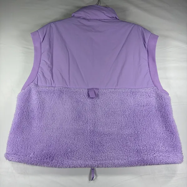 JoyLab Womens Mixed Media Sherpa Fleece Puffer Vest Purple Large New Winter Chic - Image 8