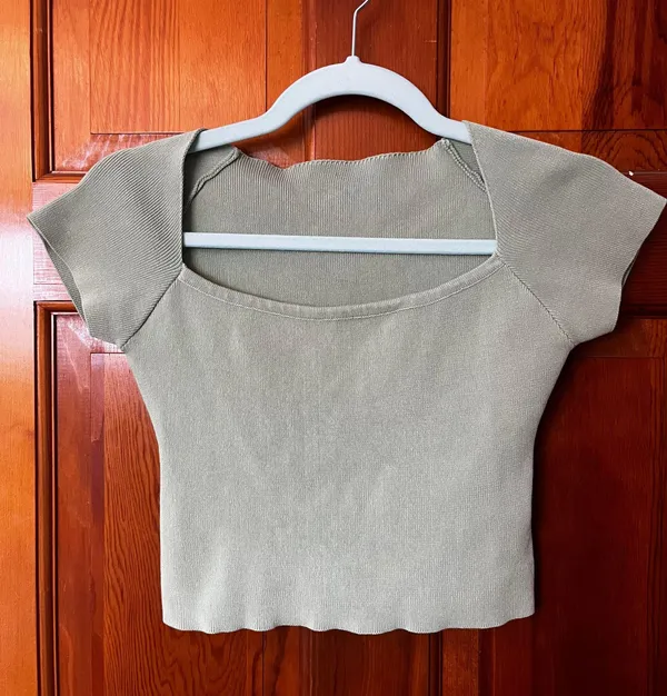 Sage Green Knit Crop Top - Image 5