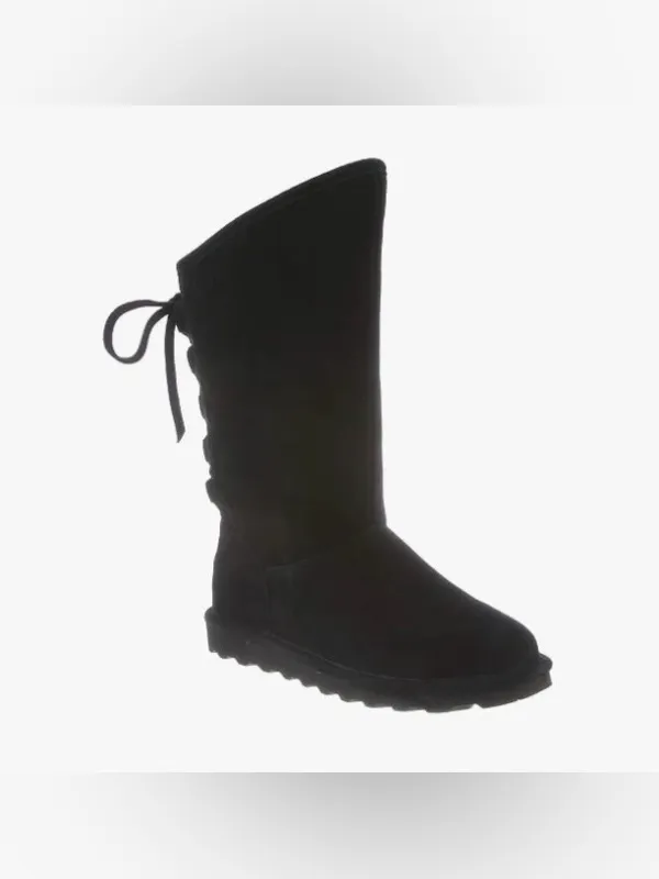 BearPaw Black Tall Women's Suede-Look Boot with Back Bow Size 6.5 - Image 2