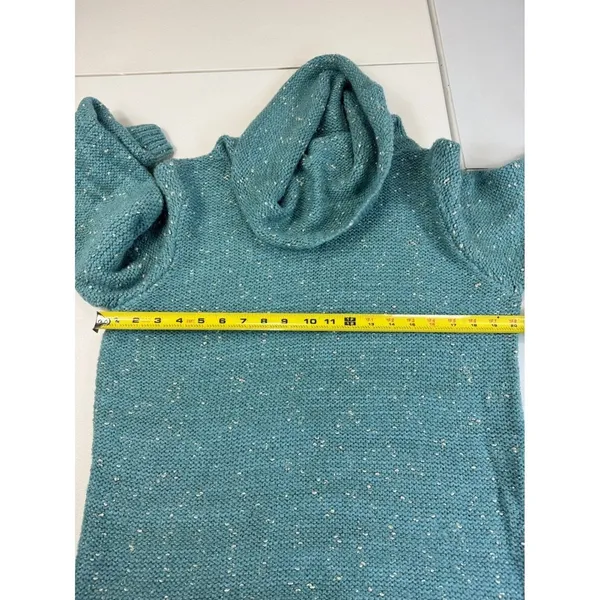 Molly Bracken‎ Teal Blue Cowl Neck Tunic Sweater Metallic Speckled L/XL LA499H20 - Image 4