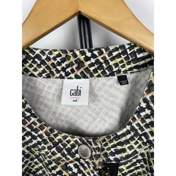 CAbi Cliffside Moto Jacket Abstract Multicolor Full Asymmetric Zip 5099 Size‎ M - Image 4