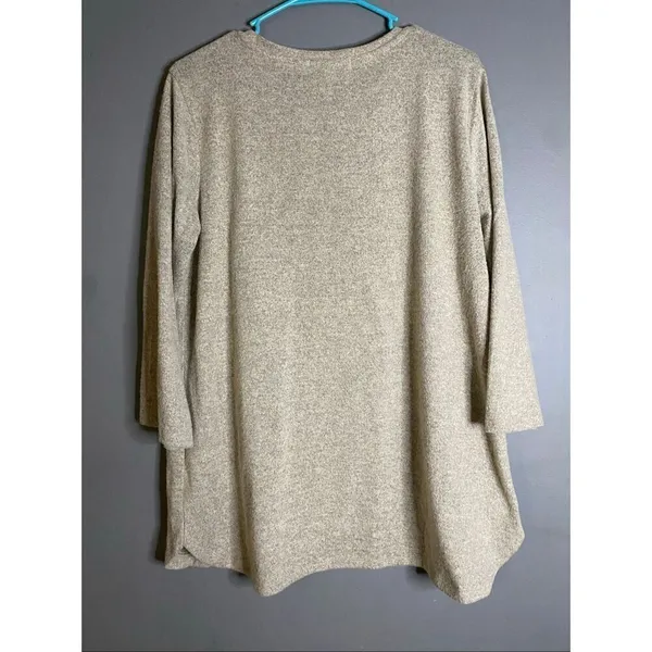 Clover + Pine Gray Pumpkin Fall Embroidered Crew Neck 3/4 Sleeve Top XL - Image 7