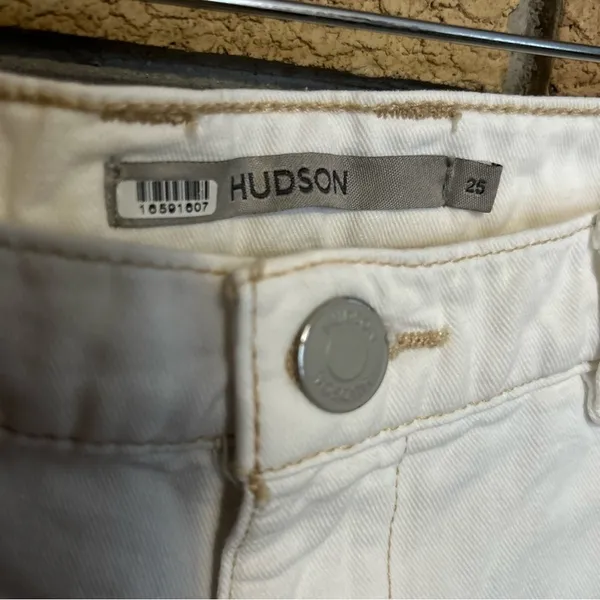 RTR HUDSON High-Rise Welt Pocket Cargo Wide Leg Jean White/Cream Women’s Size 25 - Image 5