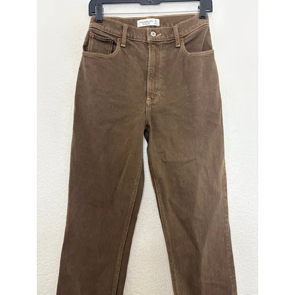 Abercrombie & Fitch Ultra High Rise 90s Straight Leg Jean Size 25 Washed Brown - Image 10