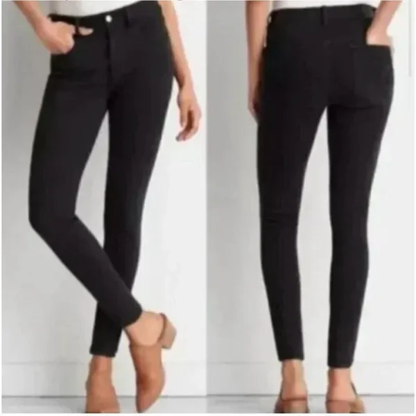 Womens American Eagle Super Stretch Hi-Rise Black Rinse Jeggings Jeans - Sz 2 - Image 2