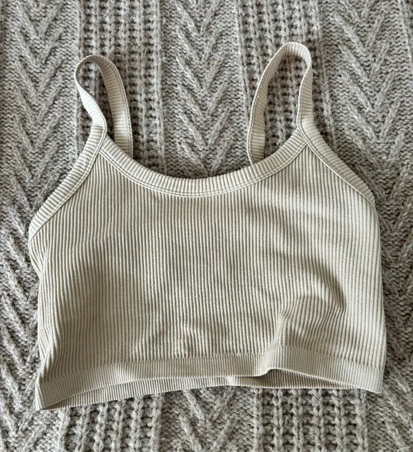 Light Beige Ribbed Tank Tan Size XS - Image 3