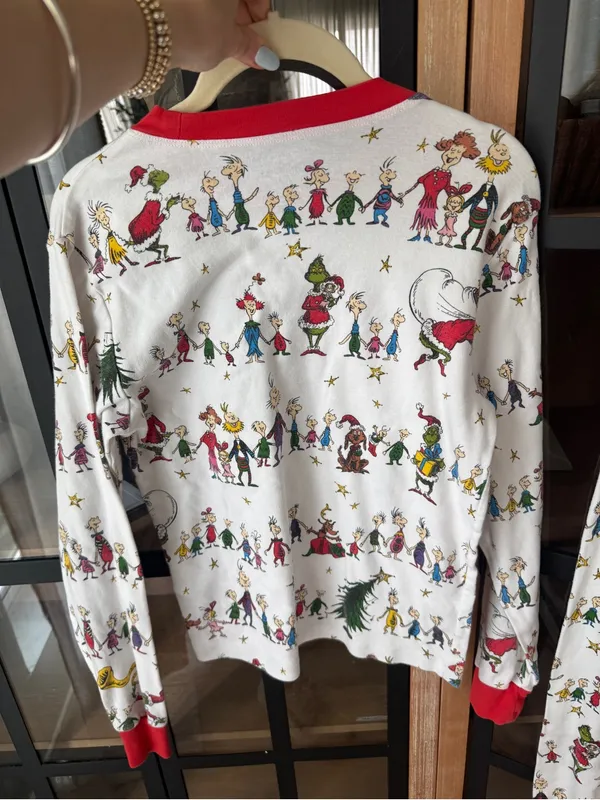Pottery Barn Kids Dr. Seuss The Grinch Adult Organic Cotton Pajama Set Christmas - Image 5