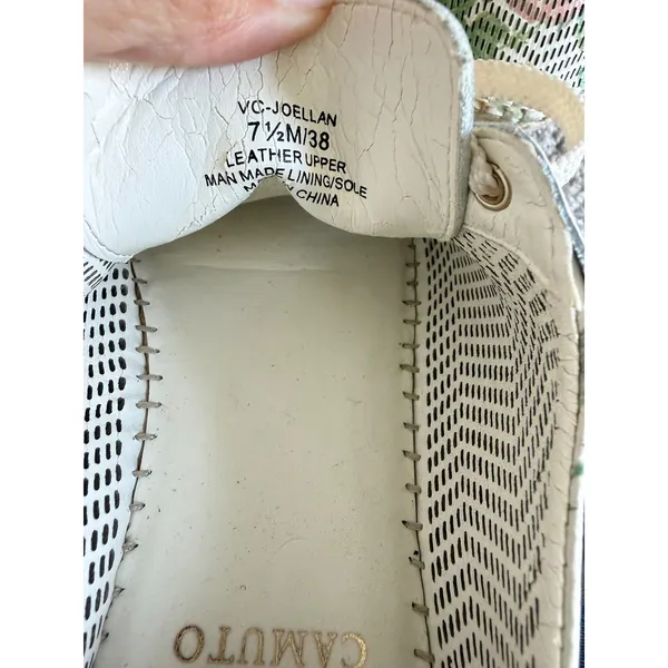 Vince Camuto Floral Perforated Leather Espadrille Platform Sneakers‎ White 7.5 - Image 6