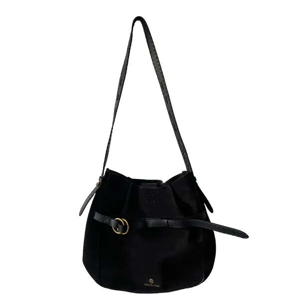Michael‎ Kors Black Suede Leather Tote Bag Gold Hardware Crossbody Large Rare - Image 2