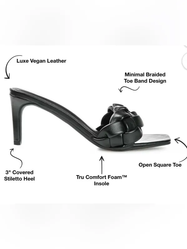Journee Collection Black Open Toe Mule Heel Sandals Size 8 - Image 4