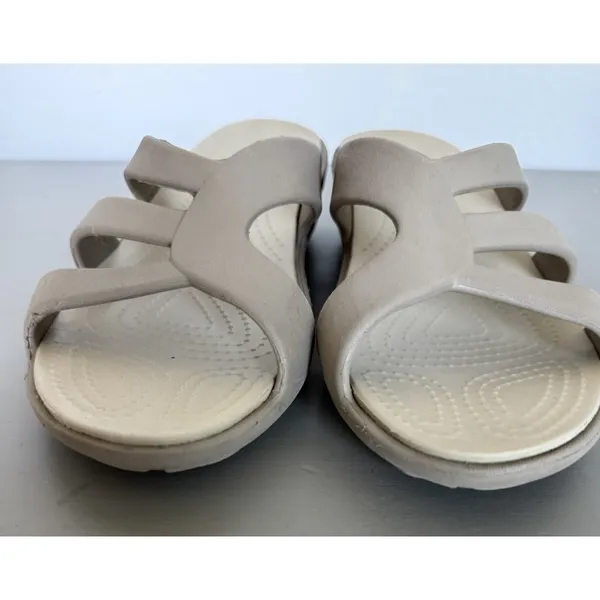 Crocs Sanrah Strappy Wedge Slide Sandals Womens Size 9‎ Taupe Comfort Casual - Image 6