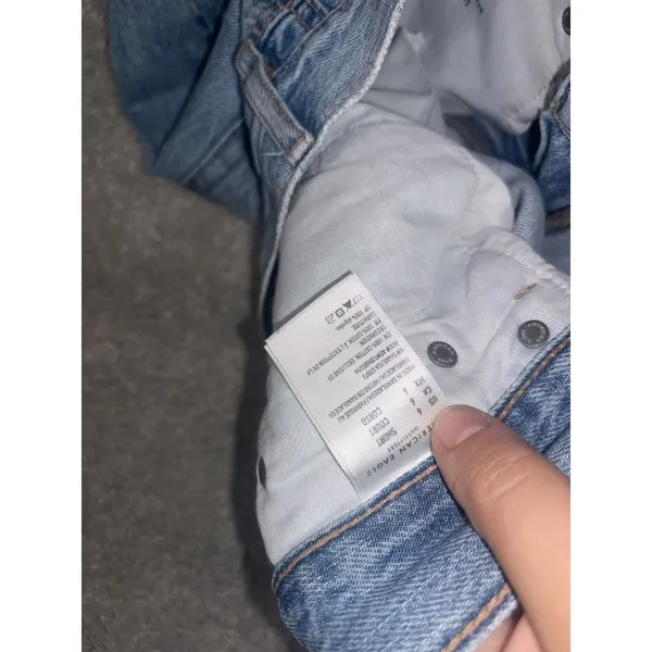 American Eagle Jeans Size 6 Short Wide Leg Baggy Distressed Skater Jeans 2 Tone - Image 8
