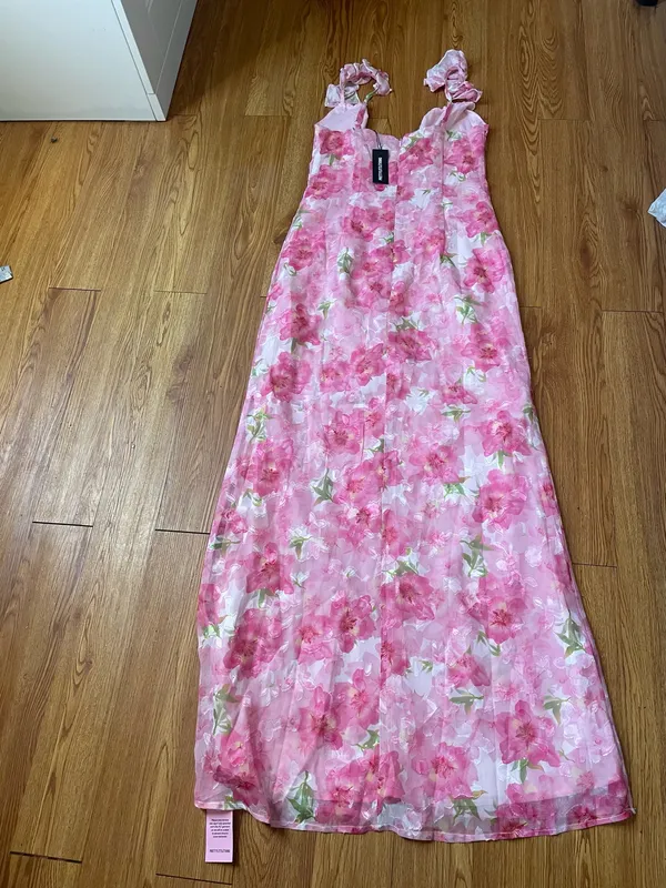 Pretty Little Thing floral tie front frill maxi dress - Image 15