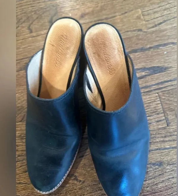 Madewell Leather Black Mules Size 8 1/2 Comfortable Block Heels - Image 2