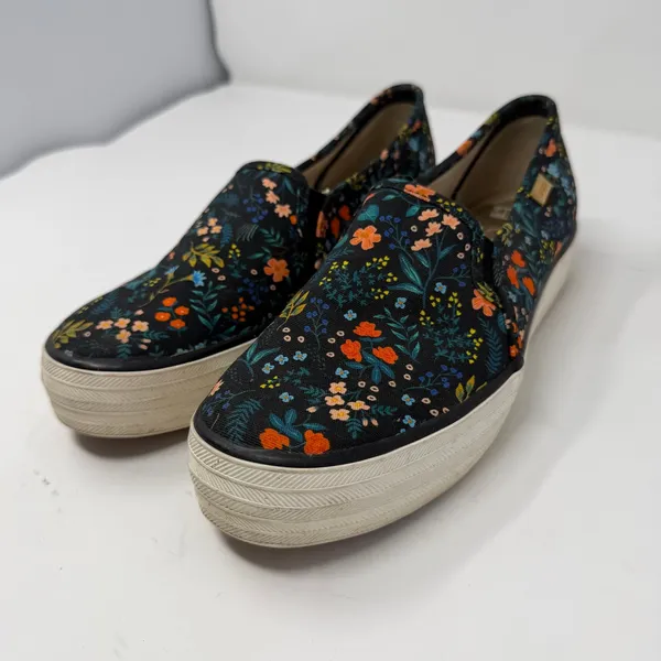 Keds Rifle Paper Co Triple Decker Floral Slip On Sneakers Black Womens 7.5 - Image 4
