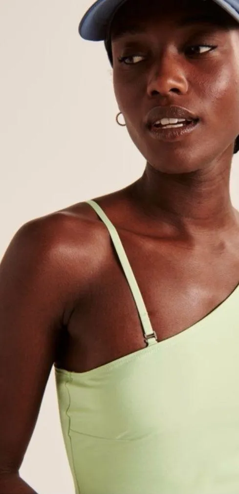 ABERCROMBIE & FITCH Athletic One-Shoulder Lime Green Mini Dress - Image 2
