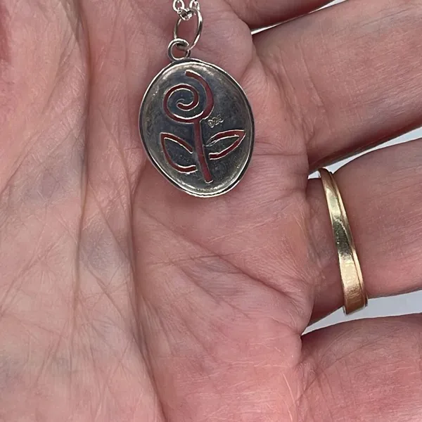 Sterling silver laser cut rose pendant necklace. - Image 4
