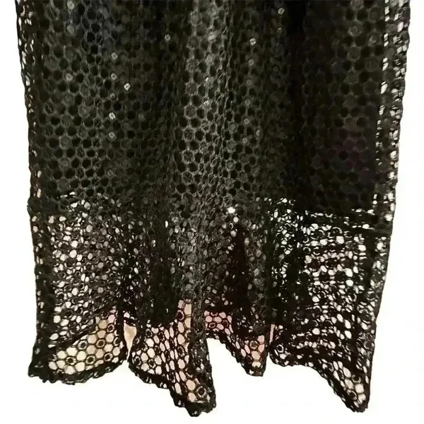 Lulus Women's XL Black Crochet‎ Sleeveless V-Neck Midi Dress-NWT - Image 5