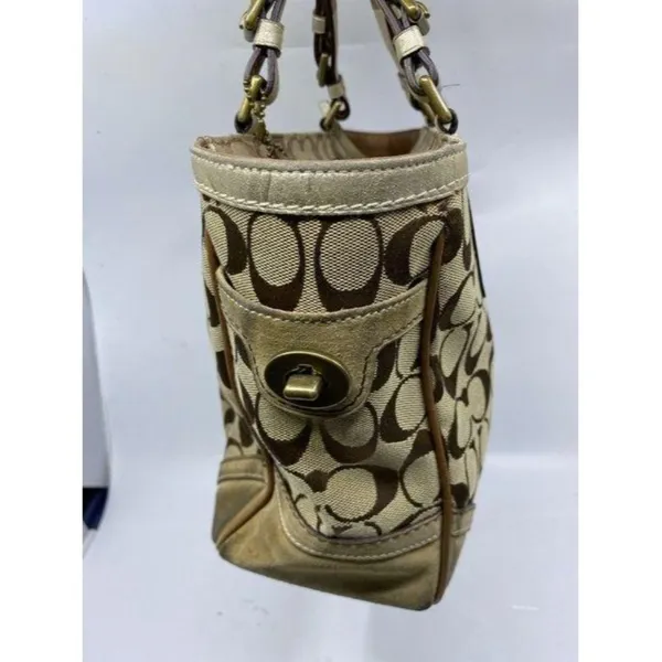 Coach Shoulder Bag Medium Msrp Beige Brown Jacquar - Image 2