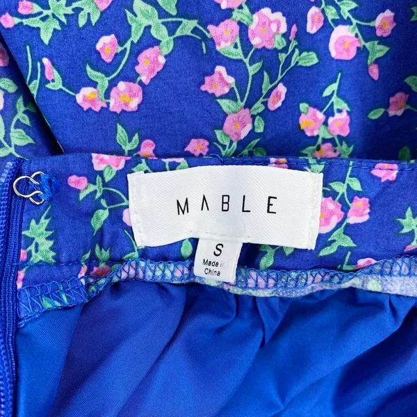 Mable Blue & Pink Floral Cottage Open Back Sleeveless Midi Dress - Image 8
