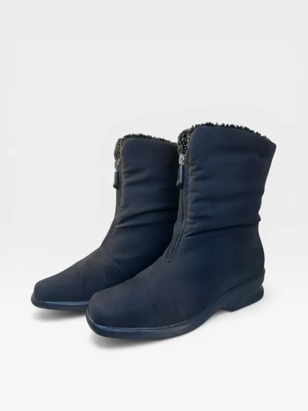Toe Warmers Black Fleece Lined Front Zip Ankle Winter Boots Women's Size 8 - Image 3