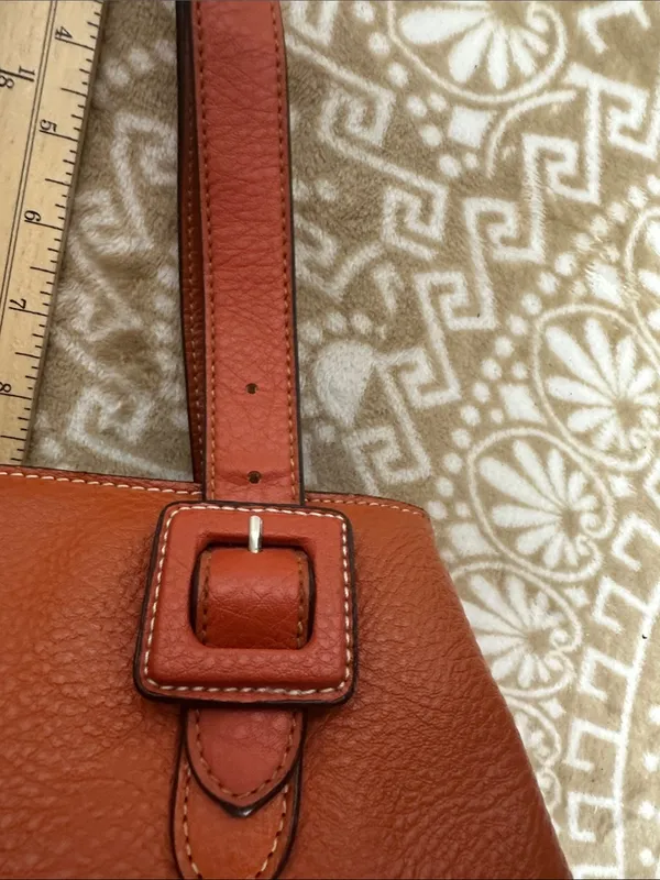 Liz Claiborne Burnt Orange Pebble Leather Shoulder Bag - Image 10