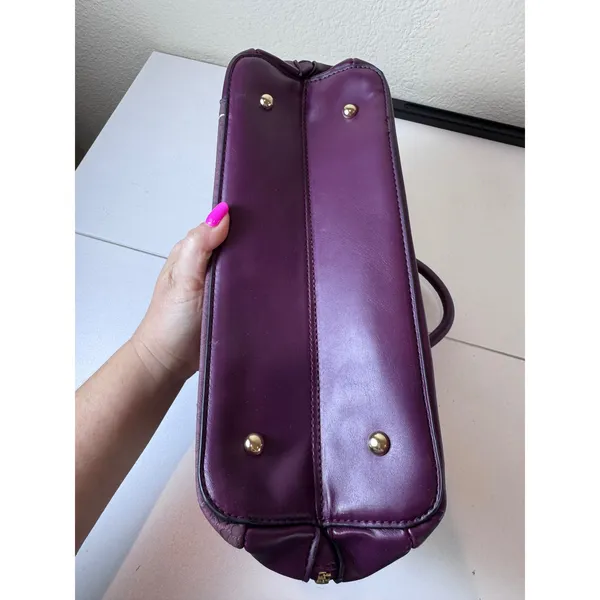Y2K Purple Faux Leather Lace Overlay Satchel Bag Women Medium‎ Structured Chic - Image 12