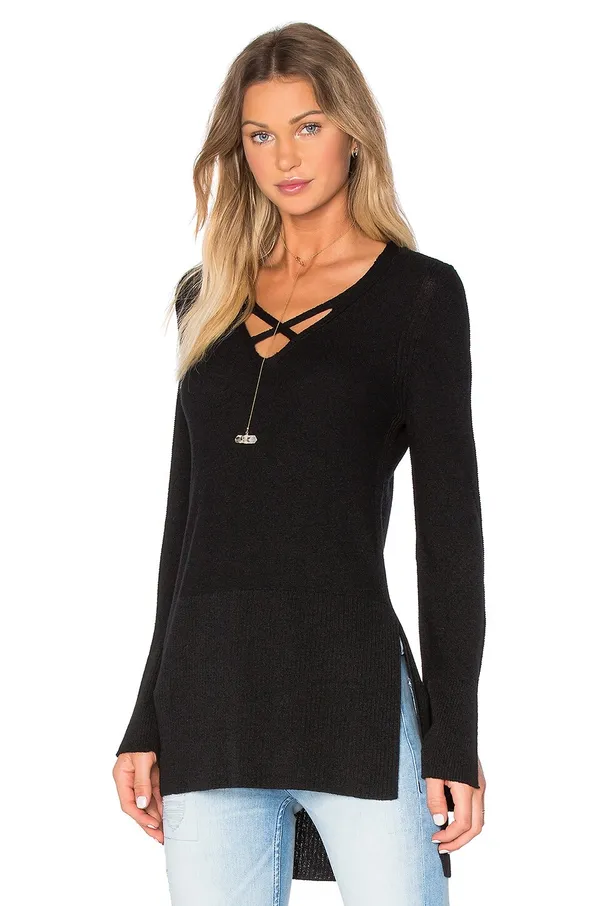 Free People Black Long Sleeve Crisscross Tunic Sweater—Xsm - Image 10