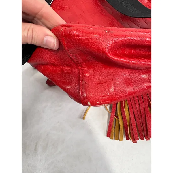 Steve Madden Red Embossed Logo Mini‎ Backpack with Tassel Gold Tone Hardware - Image 8