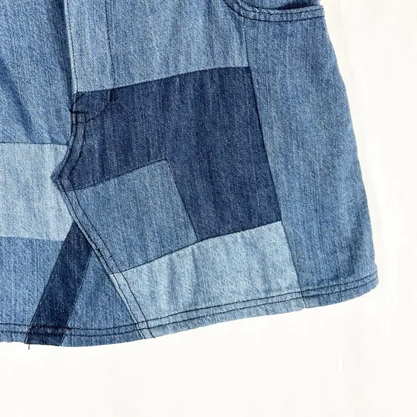 Gianni Bini Medium‎ Mini Skirt Blue Denim Patchwork Y2K Boho Pockets Womens 120 - Image 5
