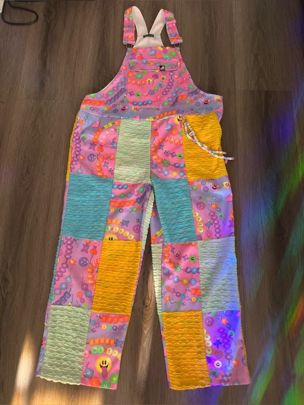 Iheartraves pastel color KANDI Trip overalls with chain - Image 3