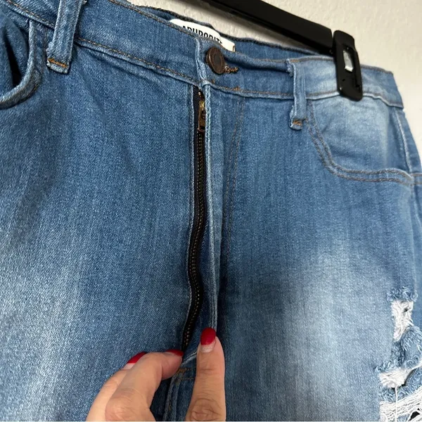 Aphrodite Women’s Shorts Medium Wash Super High Waisted Distressed Size‎ 3X​ - Image 4