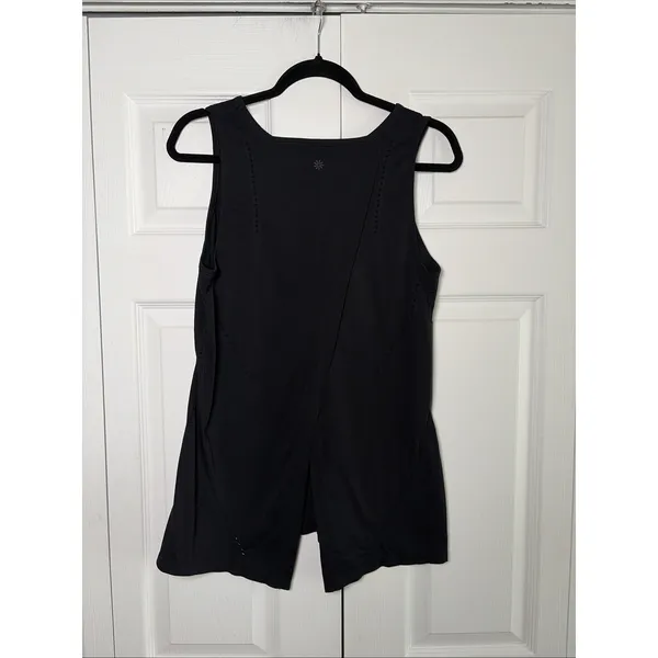 Athleta‎ Essence Split Back Tank Womens Size M Black Activewear Yoga Nylon Gym - Image 2