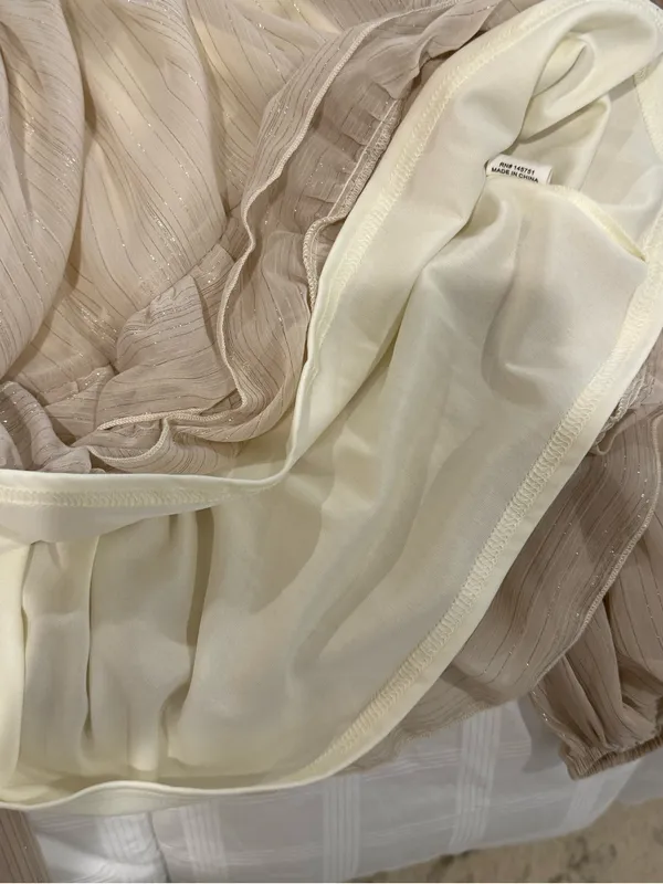 Altard State Ivory Metallic Shimmer Ruffle Mini Dress XS - Image 9