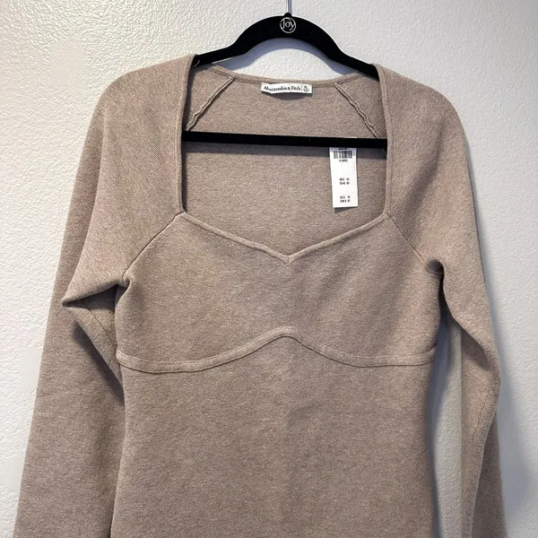 Abercrombie & Fitch Size-XL Corset Sweetheart Sweater Knit Bodysuit Brown‎ - Image 7