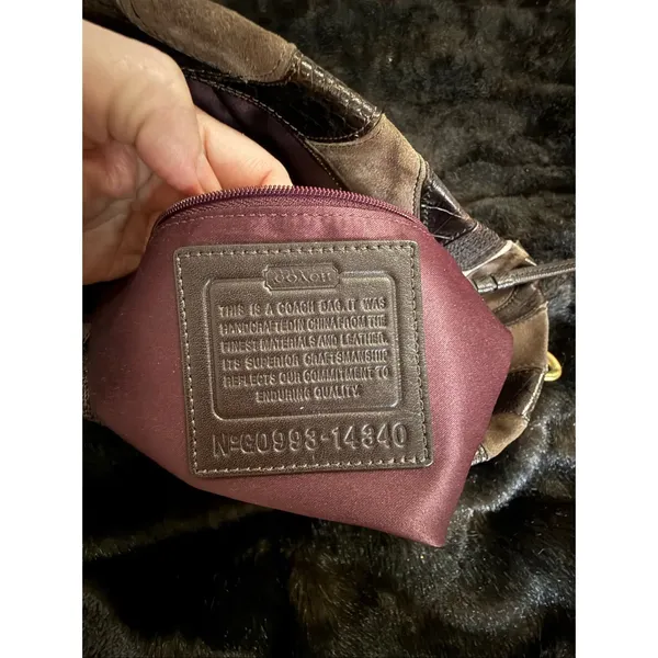 Coach Brooke Inlaid C Leather Suede Large Hobo Shoulder Bag 14340 15x13 - Image 9