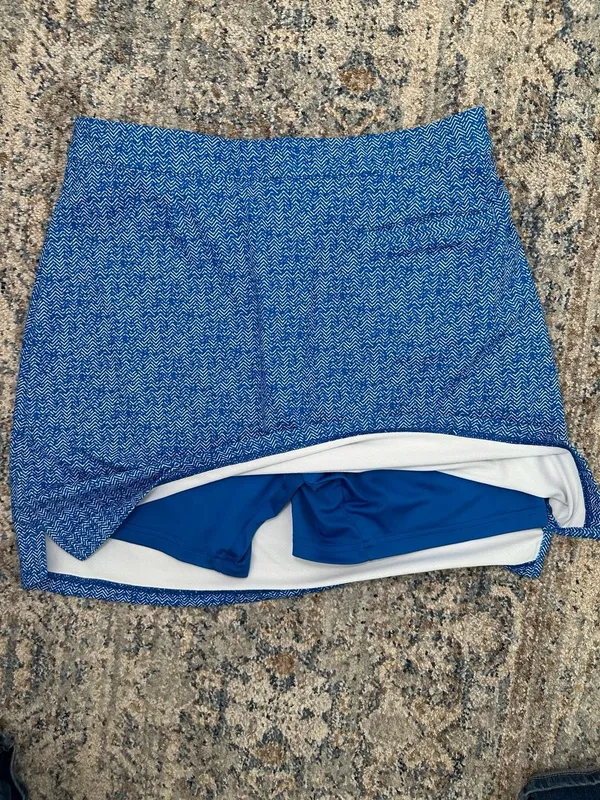 Peter Millar Blue Herringbone Print UPF 50+ Golf Skort Skirt - Image 4